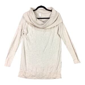 Caslon Women’s Sweater Medium Beige Cream Long Tunic Turtleneck Pullover NWOT